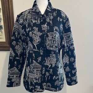Chicos “Pagoda Prowl” Larcia Black and White Reversible Jacket. Size Large